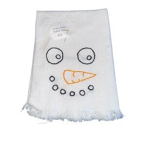 Festive Snowman Kitchen Towel - White and Orange